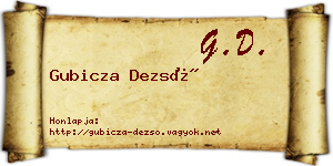 Gubicza Dezső névjegykártya